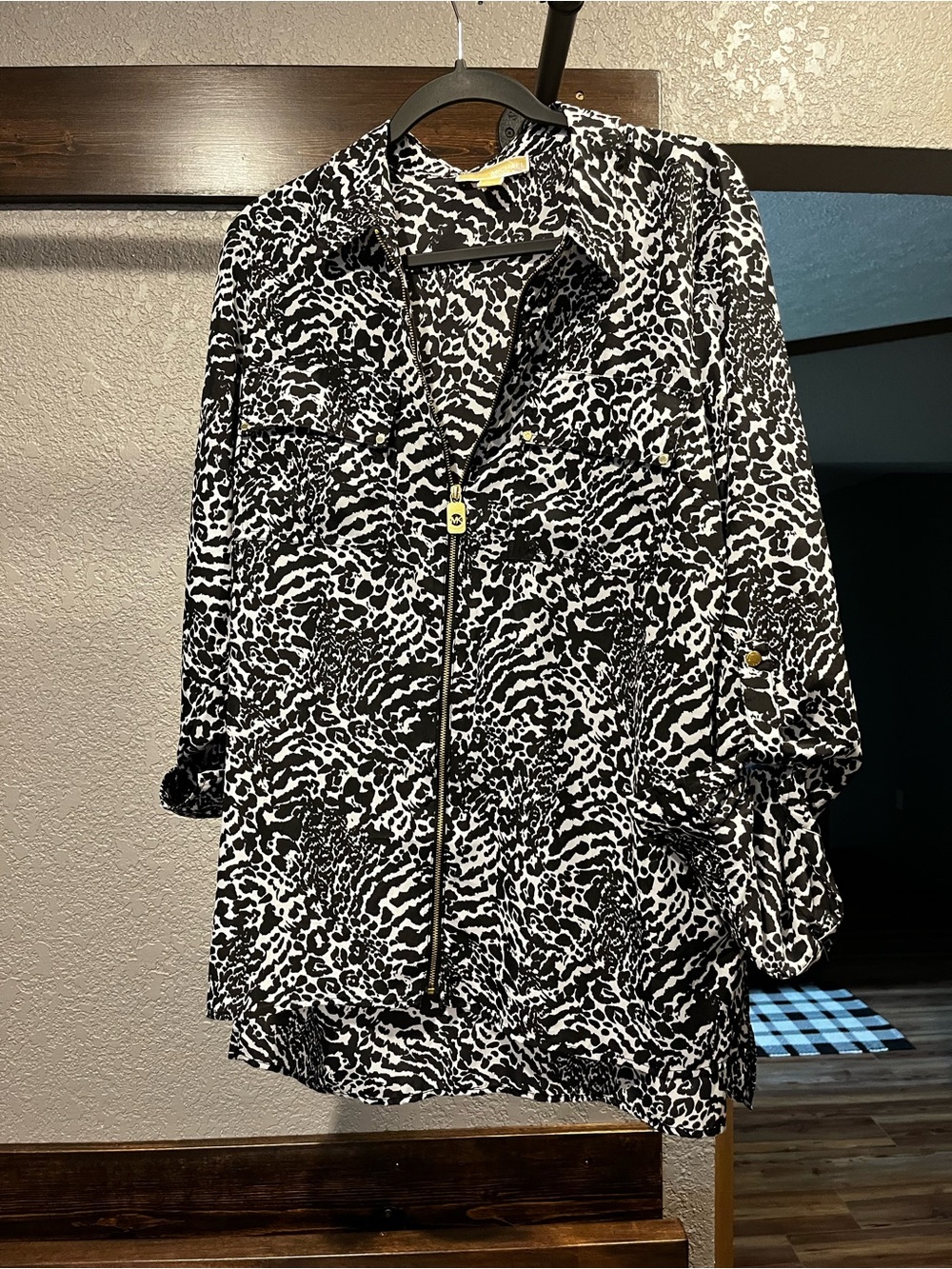 Michael by Michael Kors NWOT Black and White Animal Print Blouse